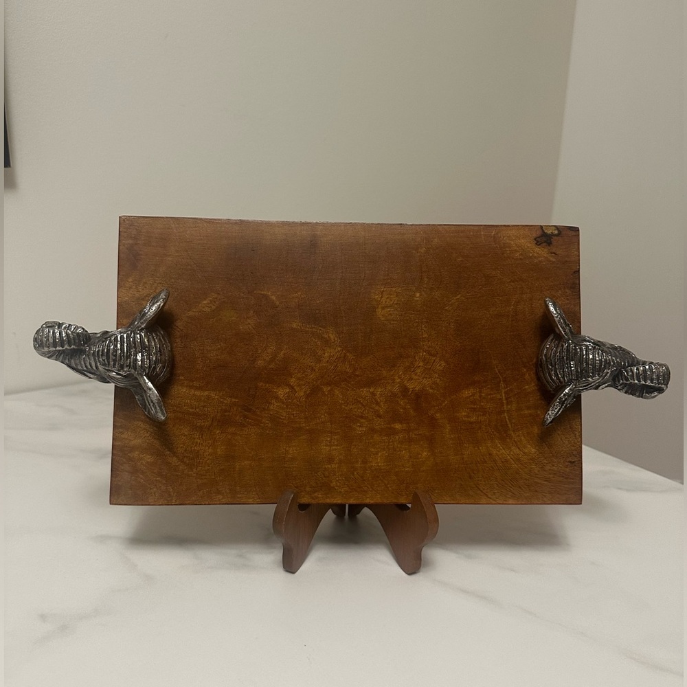 Pewter & Wood Elephant Cheese Board Made in India